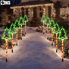 Set 5 x Acadele Luminoase SIKS Cu Capat Stil Brad, De Craciun Pentru Exterior, Incarcare Solara, Dimensiune 44 cm, Alb Cald