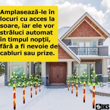 Set 5 x Acadele Luminoase SIKS Cu Capat Stil Brad, De Craciun Pentru Exterior, Incarcare Solara, Dimensiune 44 cm, Alb Cald