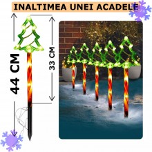 Set 5 x Acadele Luminoase EDAR, Decorative, De Craciun, Pentru Exterior, Incarcare Solara, Tematica Brad, 8 Moduri De Lumina,...