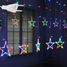 Instalatie Craciun EDAR Tip Perdea Stele Cazatoare Mari Si Mici, Lumini LED, Pentru Interior, 3M, Interconectabila, 8 Jocuri ...