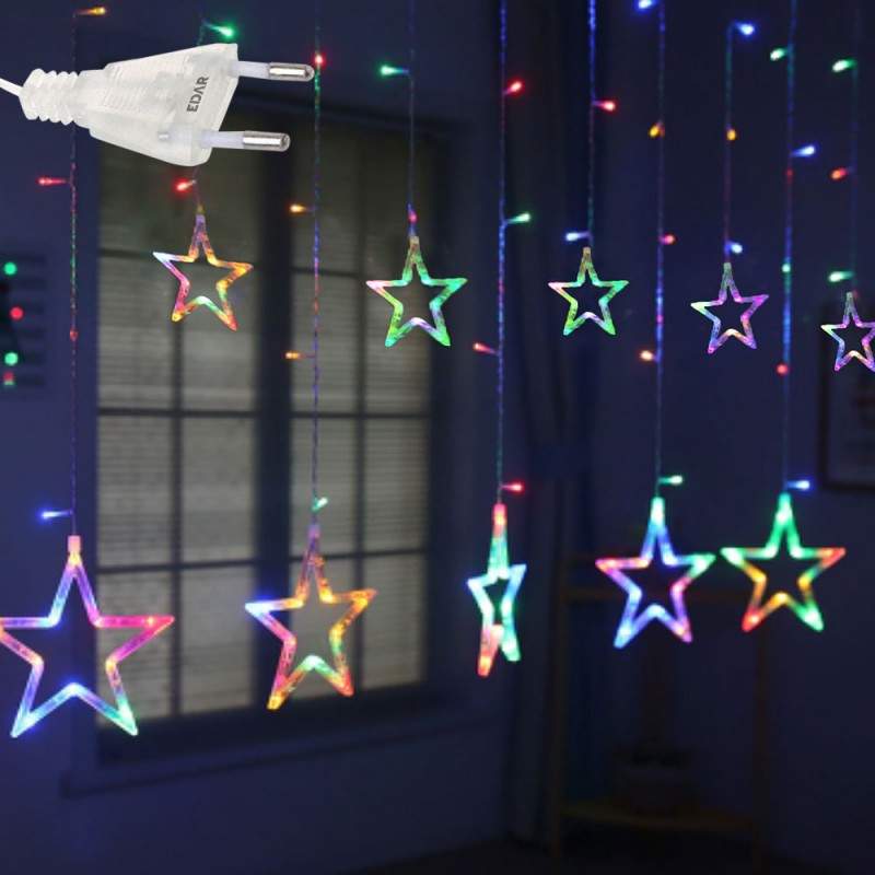 Instalatie Craciun EDAR Tip Perdea Stele Cazatoare Mari Si Mici, Lumini LED, Pentru Interior, 3M, Interconectabila, 8 Jocuri ... Instalatie Craciun EDAR Tip Perdea Stele Cazatoare Mari Si Mici, Lumini LED, Pentru Interior, 3M, Interconectabila, 8 Jocuri ...