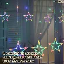 Instalatie Craciun EDAR Tip Perdea Stele Cazatoare Mari Si Mici, Lumini LED, Pentru Interior, 3M, Interconectabila, 8 Jocuri ... Instalatie Craciun EDAR Tip Perdea Stele Cazatoare Mari Si Mici, Lumini LED, Pentru Interior, 3M, Interconectabila, 8 Jocuri ...