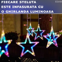 Instalatie Craciun EDAR Tip Perdea Stele Cazatoare Mari Si Mici, Lumini LED, Pentru Interior, 3M, Interconectabila, 8 Jocuri ... Instalatie Craciun EDAR Tip Perdea Stele Cazatoare Mari Si Mici, Lumini LED, Pentru Interior, 3M, Interconectabila, 8 Jocuri ...
