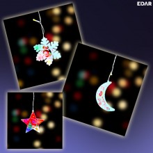 Instalatie Craciun EDAR Tip Perdea Luminoasa Cu Stele, Luna, Brad Fulg De Nea, Stele Cazatoare, "Merry Chrismas", Lungime 3M,...