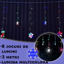 Instalatie Craciun EDAR Tip Perdea Luminoasa Cu Stele, Luna, Brad Fulg De Nea, Stele Cazatoare, "Merry Chrismas", Lungime 3M,... Instalatie Craciun EDAR Tip Perdea Luminoasa Cu Stele, Luna, Brad Fulg De Nea, Stele Cazatoare, "Merry Chrismas", Lungime 3M,...