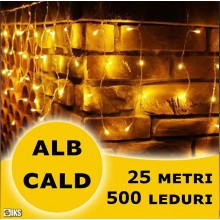 Instalatie Craciun Tip Turturi SIKS, 25 Metri, 500 Led-uri, Pentru Casa / Gradina / Gard, Cu 8 Jocuri De Lumini, Franjuri Cur...