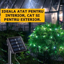 Ghirlanda LED Cu Incarcare Solara EDAR, Flexibila, Panou Solar Cu Fixare In Pamant, 8 Moduri De Lumina, 12 Metri, 100 Leduri,...