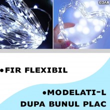 Ghirlanda LED Cu Incarcare Solara EDAR, Flexibila, Panou Solar Cu Fixare In Pamant, 8 Moduri De Lumina, 12 Metri, 100 Leduri,...