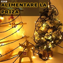 Instalatie De Craciun Liniara EDAR, Sirag Luminos Cu 8 Moduri De Lumina, Alimentare Prin Priza, Fir Negru, 8 m, 100 LED-uri, ... Instalatie De Craciun Liniara EDAR, Sirag Luminos Cu 8 Moduri De Lumina, Alimentare Prin Priza, Fir Negru, 8 m, 100 LED-uri, ...