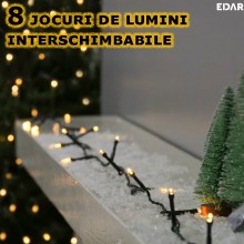 Instalatie De Craciun Liniara EDAR, Sirag Luminos Cu 8 Moduri De Lumina, Alimentare Prin Priza, Fir Negru, 8 m, 100 LED-uri, ... Instalatie De Craciun Liniara EDAR, Sirag Luminos Cu 8 Moduri De Lumina, Alimentare Prin Priza, Fir Negru, 8 m, 100 LED-uri, ...