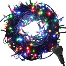 Instalatie De Craciun Liniara EDAR Tip Sirag Luminos, Alimentare Prin Priza, 10 m, 100 Leduri, Multicolora