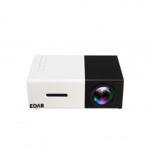 Proiector EDAR Video LED, Portabil, 1080P, Display Full HD, 600 LM, Suport Card, Mini, Negru/Alb