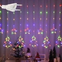 Instalatie Craciun EDAR Tip Perdea Stele Cazatoare Si Brazi Luminosi, Lumini LED, Pentru Interior, 3M, Interconectabila, 8 Jo...