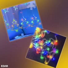 Instalatie Craciun EDAR Tip Perdea Stele Cazatoare Si Brazi Luminosi, Lumini LED, Pentru Interior, 3M, Interconectabila, 8 Jo...