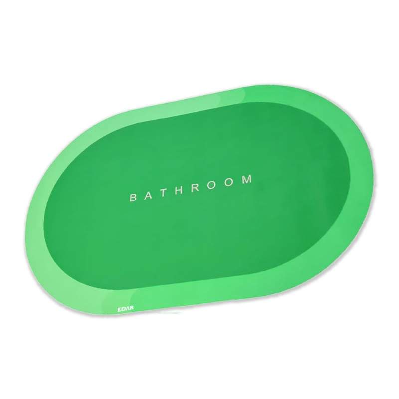 Covoras De Baie EDAR, Cu Mesaj Bathroom, Absorbant, Antiderapant, Material Moale, Curatoare Usoara, 57 x 38 cm, Verde Aprins