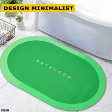 Covoras De Baie EDAR, Cu Mesaj Bathroom, Absorbant, Antiderapant, Material Moale, Curatoare Usoara, 57 x 38 cm, Verde Aprins