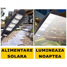 Lampa Solara EDAR Pentru Exterior Cu Panou Solar Incorporat, Telecomanda, Senzori de Miscare Si Lumina, Suport Montare Pe Per... Lampa Solara EDAR Pentru Exterior Cu Panou Solar Incorporat, Telecomanda, Senzori de Miscare Si Lumina, Suport Montare Pe Per...