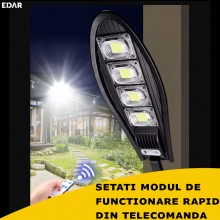 Lampa Solara EDAR Pentru Exterior Cu Panou Solar Incorporat, Telecomanda, Senzori de Miscare Si Lumina, Suport Montare Pe Per... Lampa Solara EDAR Pentru Exterior Cu Panou Solar Incorporat, Telecomanda, Senzori de Miscare Si Lumina, Suport Montare Pe Per...
