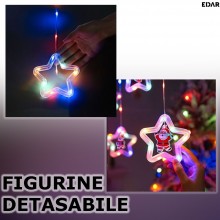 Instalatie Craciun EDAR, Perdea Stele Si Globuri, Figurine Detasabile, Lumini Led, 3M, Interconectabila, 8 Programe, Multicolor