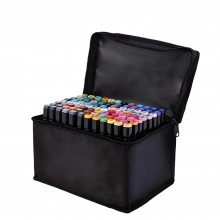 Set EDAR 80 De Carioci, Multicolore, Marker Cu Cap Dublu, Cerneala Pe Baza De Alcool, Geanta Inclusa Si Suport Din Plastic