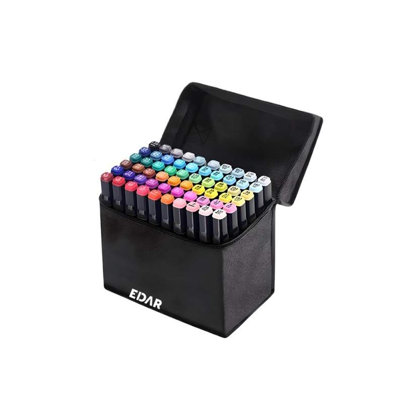 Set EDAR 60 De Carioci, Multicolore, Marker Cu Cap Dublu, Cerneala Pe Baza De Alcool, Geanta Inclusa Si Suport Din Plastic Set EDAR 60 De Carioci, Multicolore, Marker Cu Cap Dublu, Cerneala Pe Baza De Alcool, Geanta Inclusa Si Suport Din Plastic