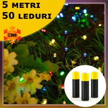 Instalatie Luminoasa SIKS De Craciun, Cu Baterii si Telecomanda, 5M, 50 LED, 8 Moduri de Iluminare, Pentru Interior Si Exteri...