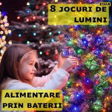 Instalatie De Craciun EDAR Cu Functionare Pe Baterii, Control Din Telecomanda, Pentru Interior Si Exterior, Jocuri De Lumini,...