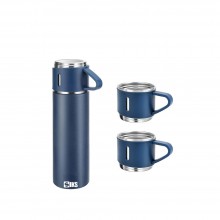 Set Sticla Termos SIKS cu interior din Inox Cu 2 Cani Extra, Cu Perete Dublu, Inchidere Ermetica, Rezistent la Rugina si la S...