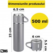 Set Sticla Termos SIKS cu interior din Inox Cu 2 Cani Extra, Cu Perete Dublu, Inchidere Ermetica, Rezistent la Rugina si la S... Set Sticla Termos SIKS cu interior din Inox Cu 2 Cani Extra, Cu Perete Dublu, Inchidere Ermetica, Rezistent la Rugina si la S...