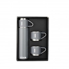 Termos EDAR Cu Interior Din Inox, Capacitate 500 ml, Cu Perete Dublu, Set Cu 2 Cani Extra, Inchidere Ermetica, Rezistent la R...