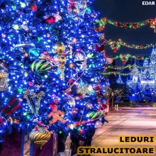 Instalatie De Craciun LED EDAR, Liniara Interior/Exterior, Rola 80 m, 8 Jocuri De Lumini, Alimentare Prin Priza, Albastru