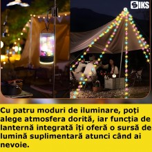 Ghirlanda SIKS Luminoasa Camping, Cu Lanterna Si Functie De Baterie Externa, 15 m, 4 moduri de iluminare, LED, RGB, Waterproo...