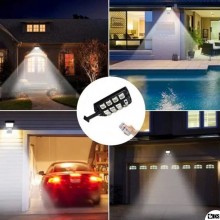 Lampa Solara SIKS Stradala Sau Gradina Cu Panou Solar, De Exterior, 352 LED COB, Lumina Neutra, Control Din Telecomanda, Cu S...