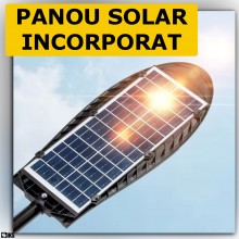 Lampa Solara Stradala Sau Gradina SIKS Cu Panou Solar De Exterior, 364 LED SMD, Lumina Neutra, Control Din Telecomanda, Cu Se...