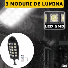 Lampa Solara Stradala Sau Gradina SIKS Cu Panou Solar De Exterior, 364 LED SMD, Lumina Neutra, Control Din Telecomanda, Cu Se... Lampa Solara Stradala Sau Gradina SIKS Cu Panou Solar De Exterior, 364 LED SMD, Lumina Neutra, Control Din Telecomanda, Cu Se...