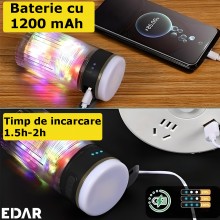 Ghirlanda Luminoasa Camping EDAR, Lanterna LED, Baterie Externa, 15 m Lungime, 4 Moduri de Lumini, RGB, Waterproof, Reincarca...