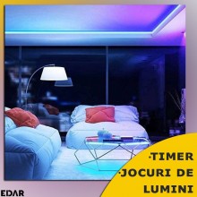 Banda LED Smart EDAR Cu Control Din Aplicatie Telefon Sau Telecomanda, Pentru Interior, Bluetooth, LED 5050 RGB, Adeziva, Tim...
