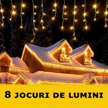 Ghirlanda Luminoasa Tip Franjuri EDAR, Instalatie De Craciun Perdea Pentru Exterior/Interior, 20m, 400 Leduri, Fir Transparen...