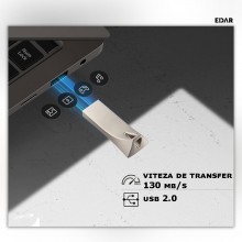 Stick Memorie EDAR, Portabil, USB 2.0, 2 GB, Rezistent la Zgarieturi, Apa, Metal, Agatatoare, Argintiu Stick Memorie EDAR, Portabil, USB 2.0, 2 GB, Rezistent la Zgarieturi, Apa, Metal, Agatatoare, Argintiu