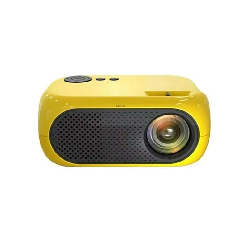 Videoproiector Portabil EDAR, Full HD 1080P, Distanta Maxima Proiectie 2.8 M, LED, Full Color, Porturi HDMI, USB, AV, Galben