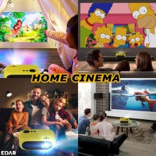 Videoproiector Portabil EDAR, Full HD 1080P, Distanta Maxima Proiectie 2.8 M, LED, Full Color, Porturi HDMI, USB, AV, Galben