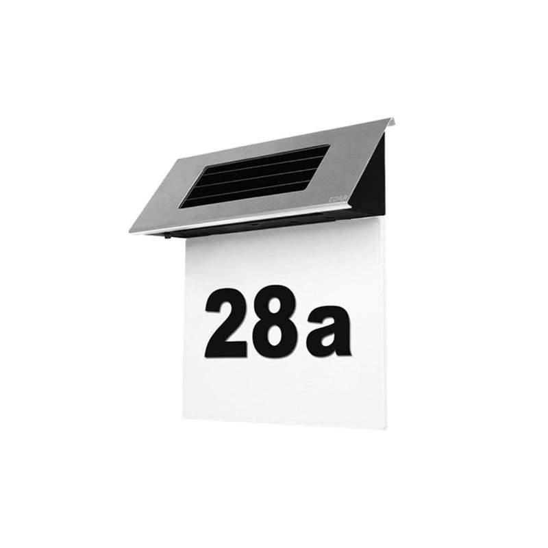Numar De Casa EDAR Din Inox Cu Iluminare LED, Incarcare Solara, Montare Pe Perete, 19 x 18.5 x 5 cm