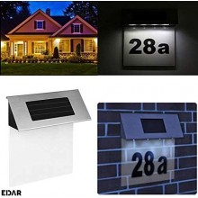 Numar De Casa EDAR Din Inox Cu Iluminare LED, Incarcare Solara, Montare Pe Perete, 19 x 18.5 x 5 cm