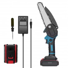 Mini Fierastrau Electric Portabil EDAR, Lant Si Lama de 6 Inch, 2 Acumulatori Reincarcabili Inclusi 36 V, Pas 1/4, Albastru