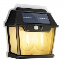Lampa Solara EDAR Cu 2 Becuri Led Si Senzor De Miscare, Pentru Exterior, Gradina, Terasa, Panou Solar Incorporat, 3 Moduri de...