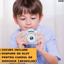 Camera Foto/Video Digitala Pentru Copii EDAR, Carcasa Silicon Model Pisica, Jocuri Incluse, Slot Card Memorie, Rezolutie HD 1...