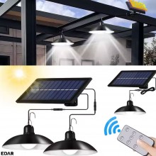 Set 2 x Lampa EDAR Pentru Exterior, Gradina, Terasa, Cu Incarcare Solara, Panou Solar, Senzor De Miscare, Control Din Telecom...