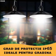 Set 2 x Lampa EDAR Pentru Exterior, Gradina, Terasa, Cu Incarcare Solara, Panou Solar, Senzor De Miscare, Control Din Telecom...
