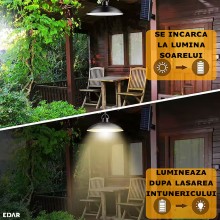 Set 2 x Lampa EDAR Pentru Exterior, Gradina, Terasa, Cu Incarcare Solara, Panou Solar, Senzor De Miscare, Control Din Telecom...