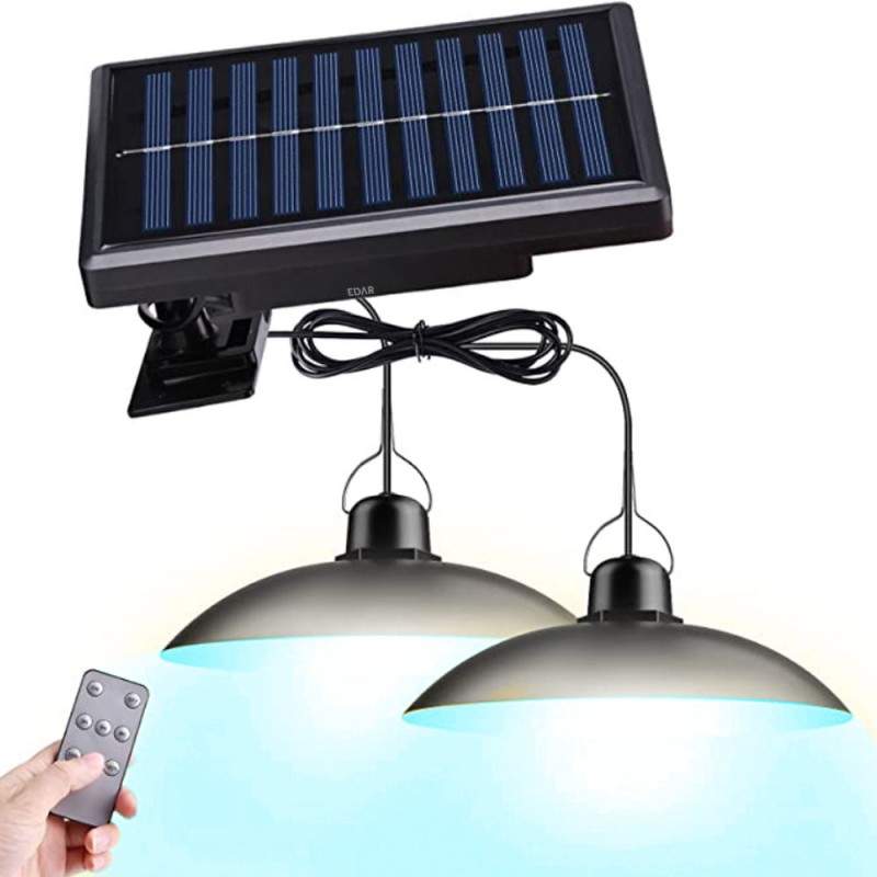 Set 2 x Lampa EDAR Pentru Exterior, Gradina, Terasa, Cu Incarcare Solara, Panou Solar, Senzor De Miscare, Control Din Telecom...